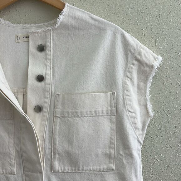 New Everlane The Denim Workwear Shirtdress  Frayed Hem in Bone Size XS - Picture 5 of 10